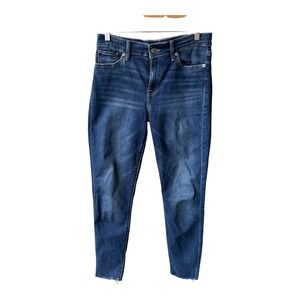 Lucky Brand Ava Skinny Jeans Pants Dark Blue Wash Denim Raw Hem Womens Size 28